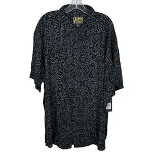 Johnny Bigg Tribal Print Button Up Shirt in Charcoal Men's 1XL Big & Tall